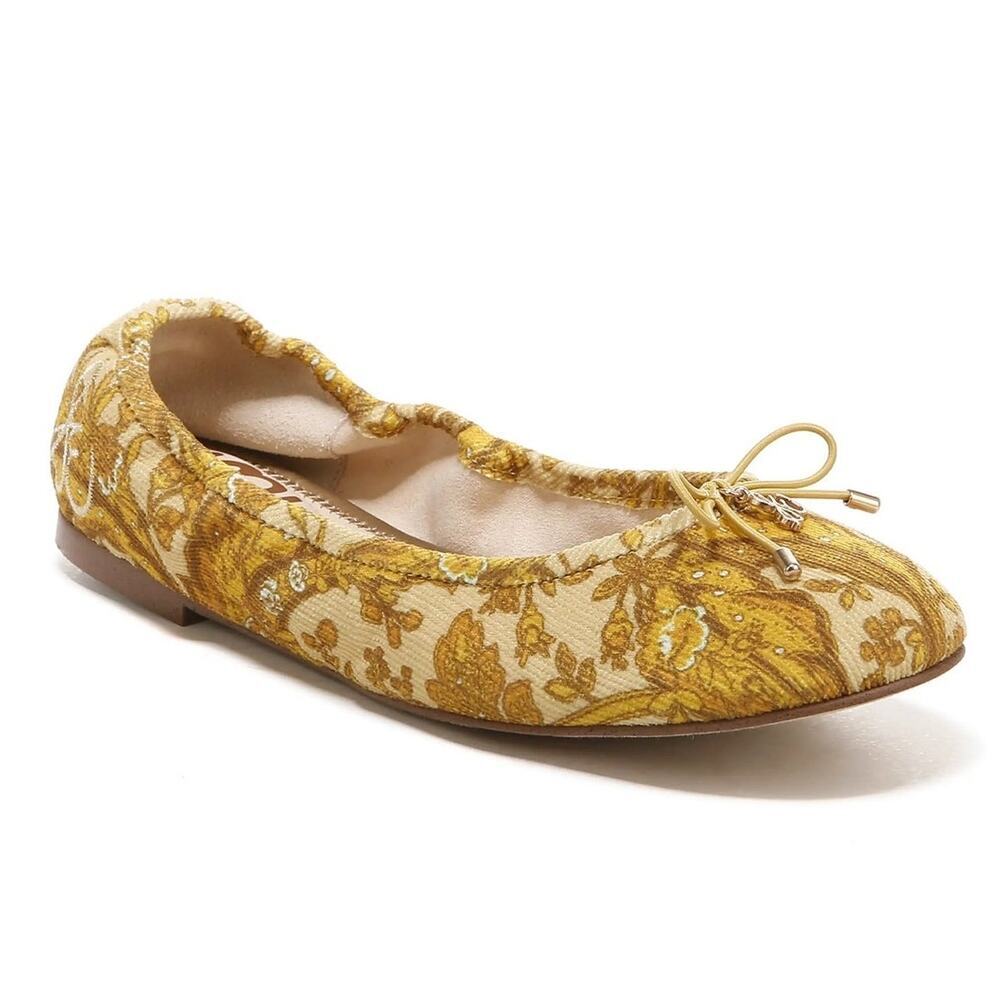 New Sam Edelman Felicia Ballet Flat in Tumeric Fabric Women's Size 6